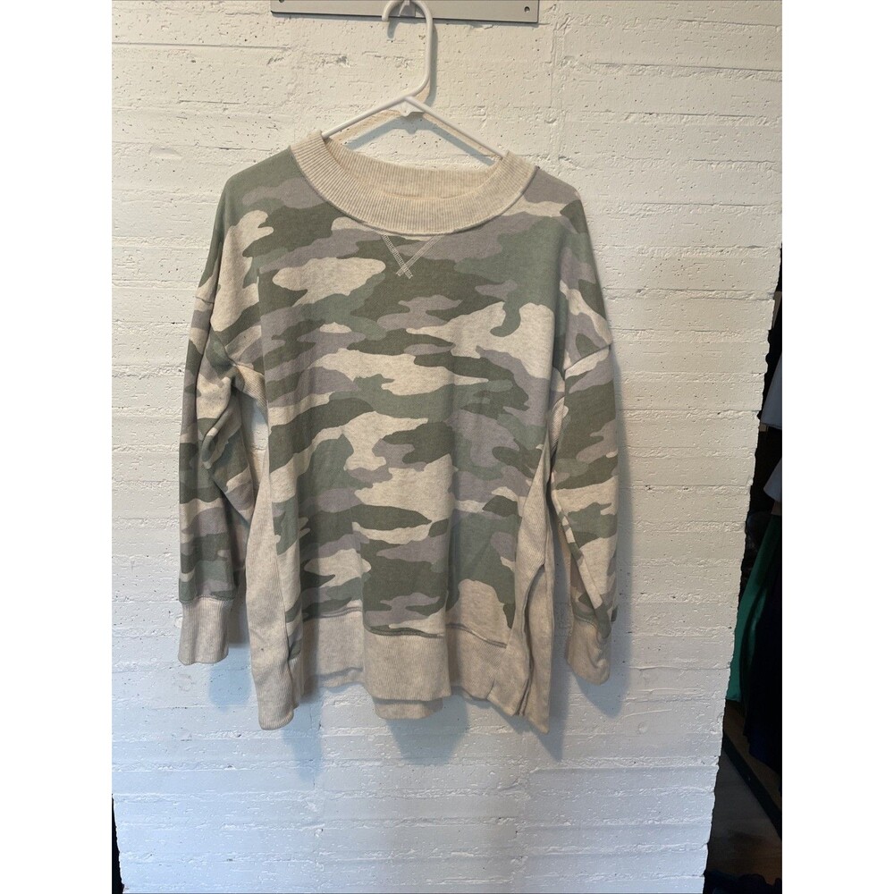 Aerie Camo Oversized Side-Slit Sweatshirt, Medium